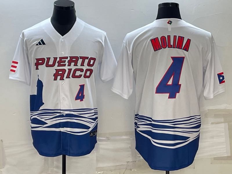 MLB Puerto Rico #4 Molina White World Cup Jersey