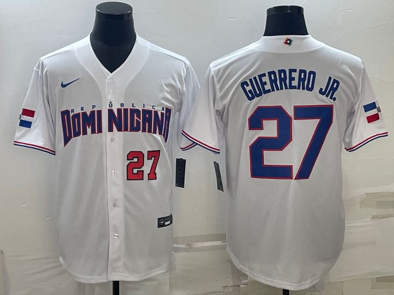 MLB Domi Nicana #27 Guerrerd JR. Red Number World Cup White Jersey