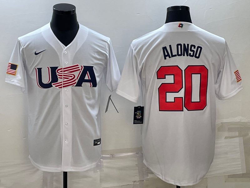 MLB USA #20 Alonso White  World Cup Jersey