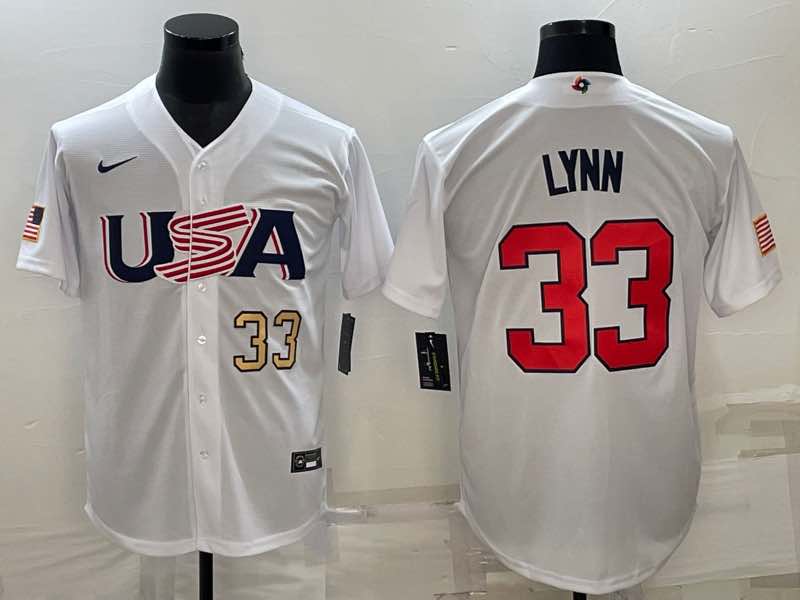 MLB USA #33 Lynn White Gold Number World Cup Jersey