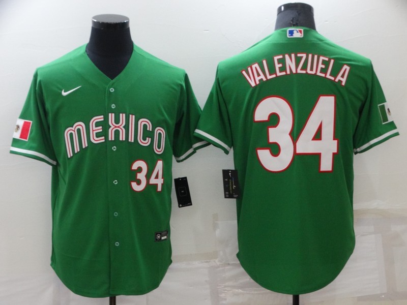 MLB Mexico #34 Valenzuela Green World Cup Jersey