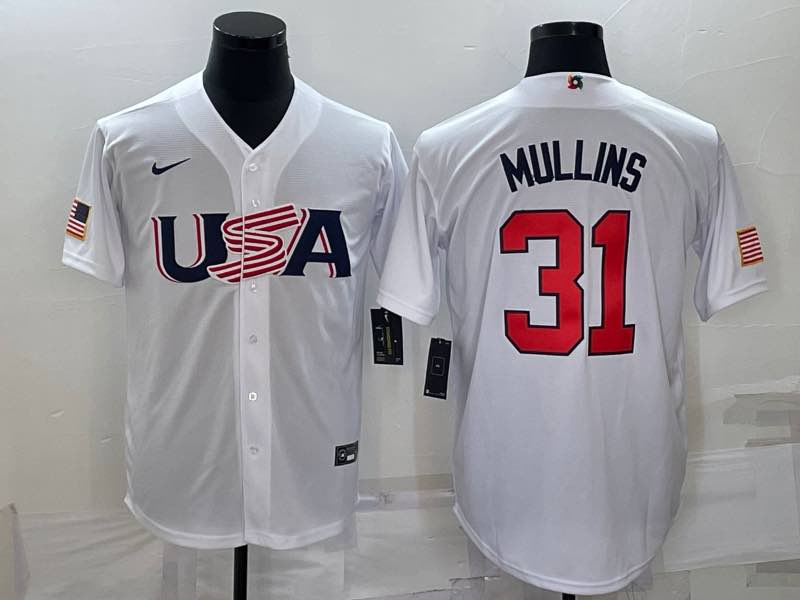 MLB USA #31 Mullins White Number World Cup Jersey