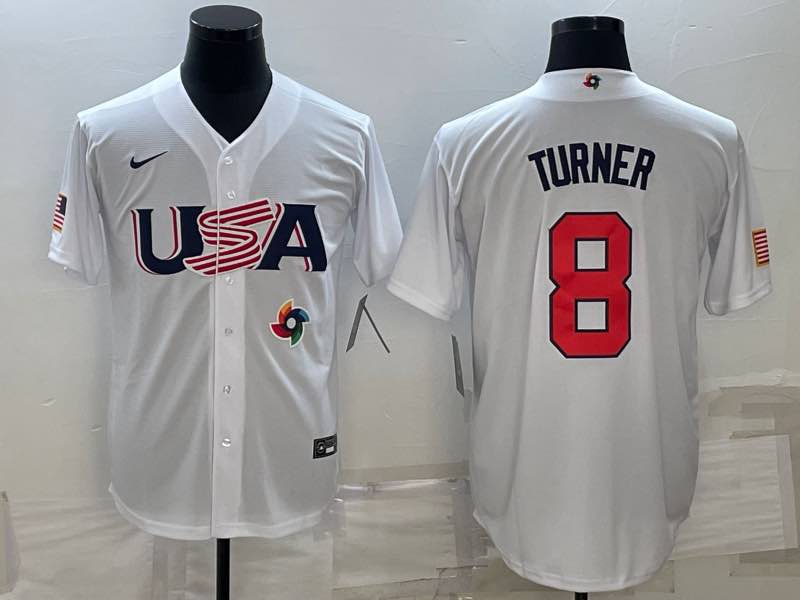 MLB USA #8 Turner White  World Cup Jersey