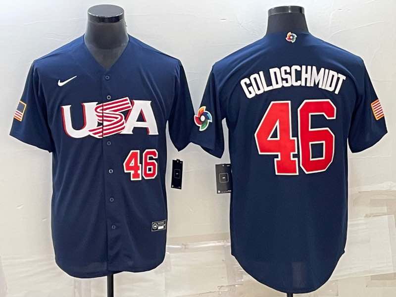 MLB USA #46 Goldschmidt Blue Red Number World Cup Jersey