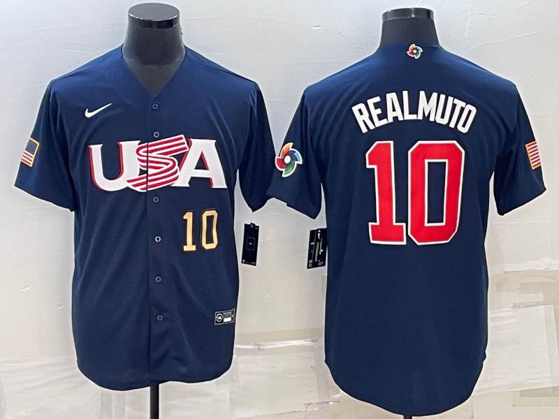 MLB USA #65 Cortes #10 Realmuto White Gold Number World Cup Jersey