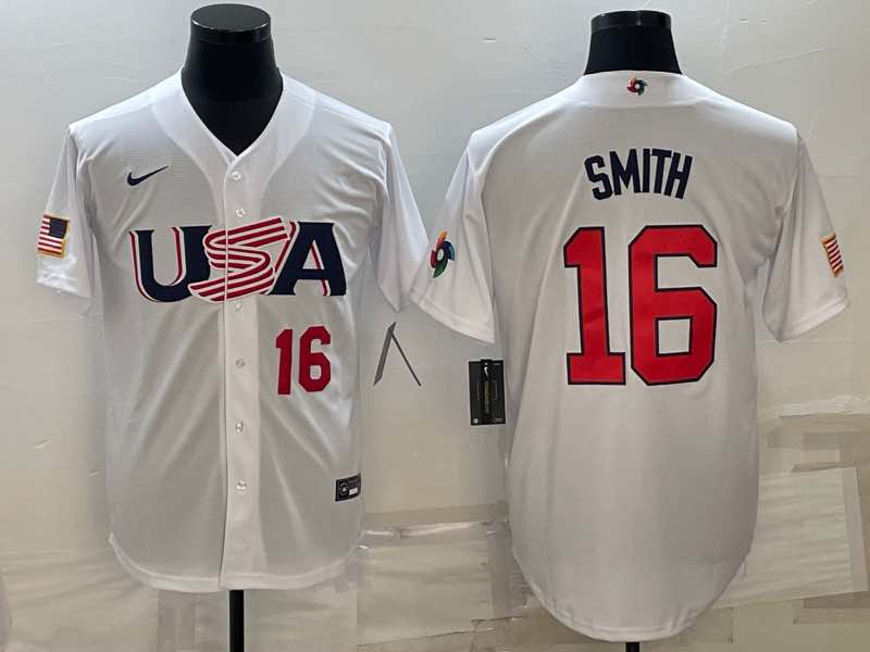 MLB USA #16 Smith  White World Cup Jersey