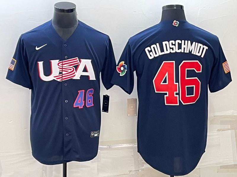 MLB USA #46 Goldschmidt Blue Blue Number World Cup Jersey