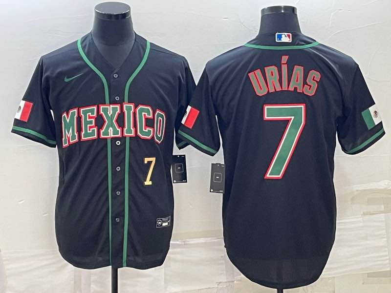 MLB Mexico #7 Urias Black Gold Number World Cup Jersey