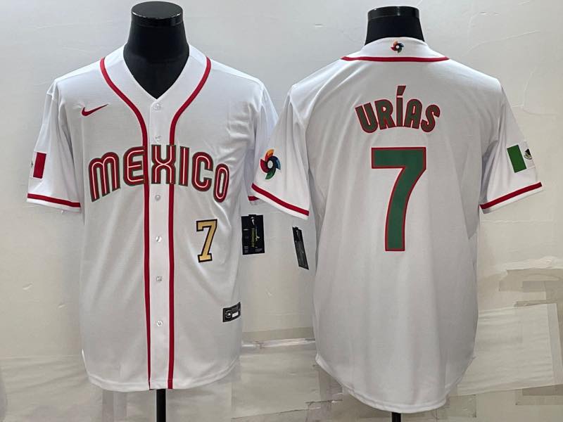 MLB Mexico #7 Urias Gold Number World Cup Jersey
