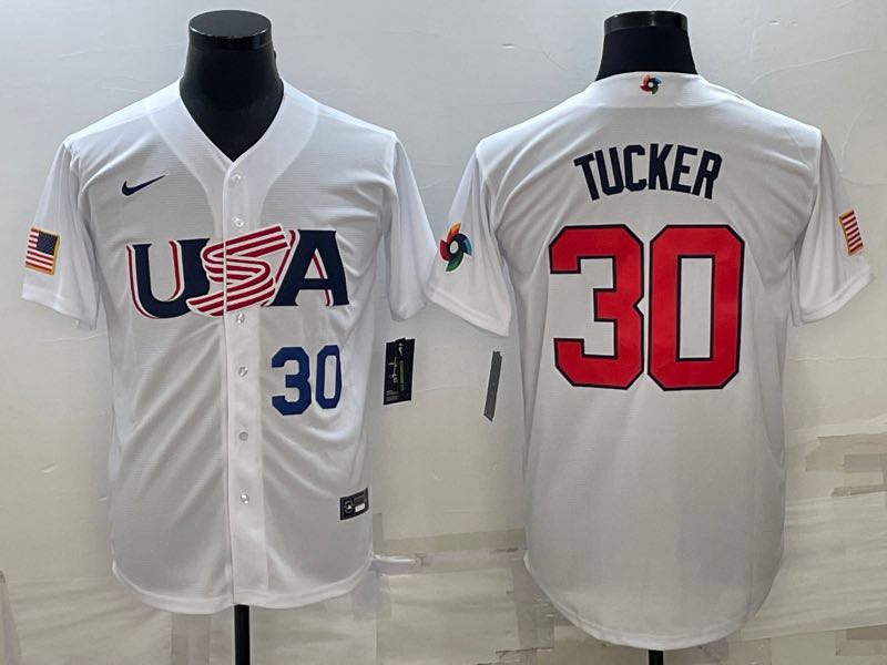 MLB USA #30 Tucker White Blue Number World Cup Jersey