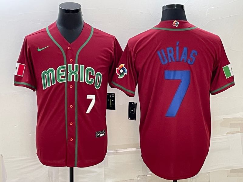 MLB Mexico #7 Urias White Number Red World Cup Jersey