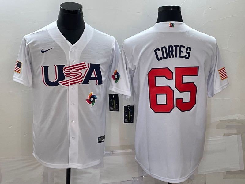 MLB USA #65 Cortes White   World Cup Jersey