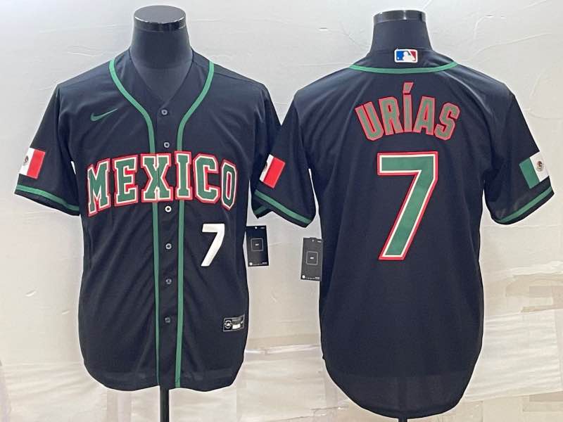 MLB Mexico #7 Urias Black White Number World Cup Jersey