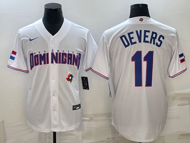 MLB Domi Nicana #11 Devers Number World Cup White Jersey 