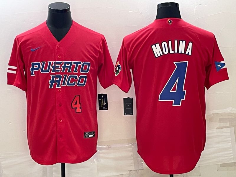 MLB Puerto Rico #4 Molina Red World Cup Jersey