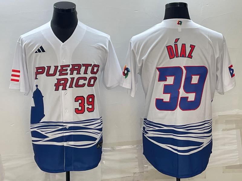 MLB Puerto Rico #39 Diaz White Red World Cup Jersey