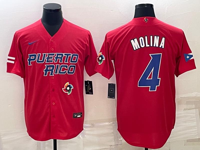 MLB Puerto Rico #4 Molina Red  World Cup Jersey