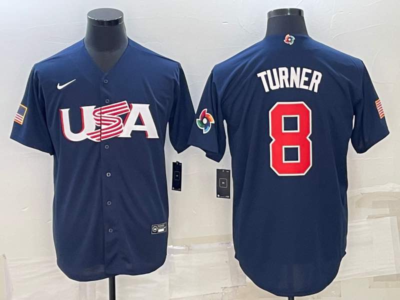 MLB USA #8 Turner White Number World Cup Jersey 