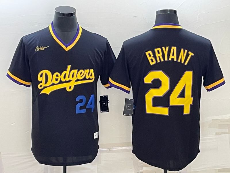 MLB Los Angeles Dodgers #24 Bryant Throwback Black  Jersey 