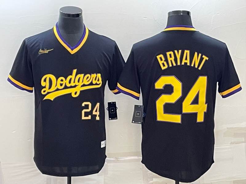MLB Los Angeles Dodgers #24 Bryant Throwback Black color Jersey 