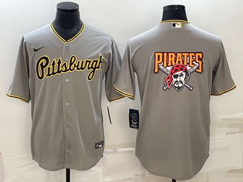 MLB Pittsburgh Pirates Blank Logo Grey Jersey