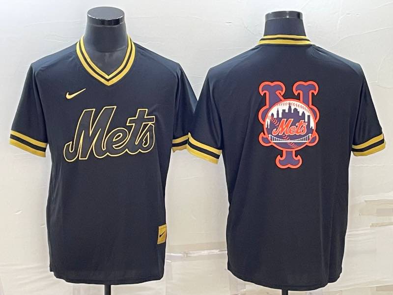 MLB NEW YORK METS Blank Black pullover Logo Jersey