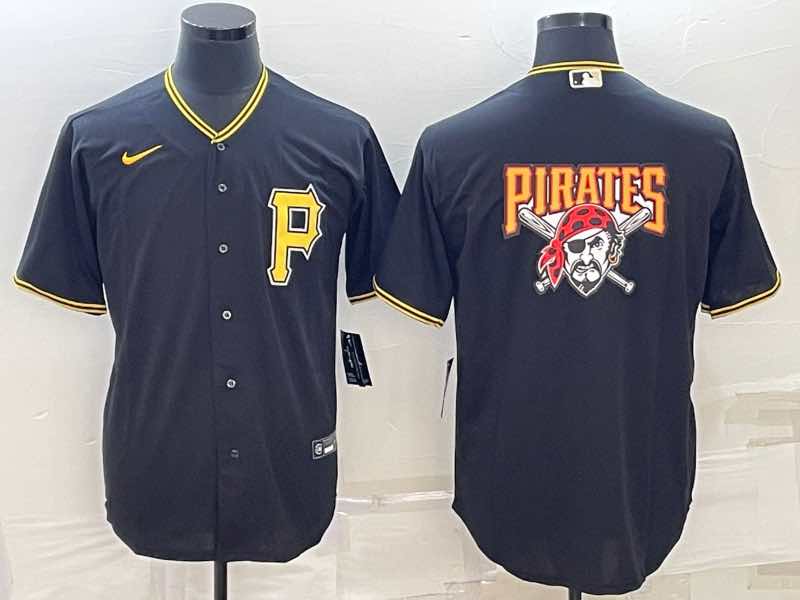 MLB Pittsburgh Pirates Blank Logo Black Jersey