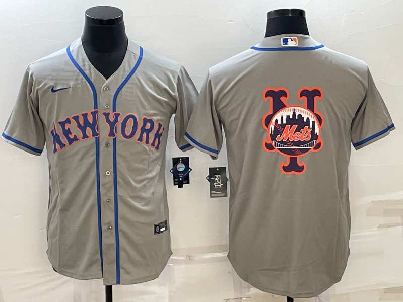 MLB New York Mets Blank Grey  Logo Jersey