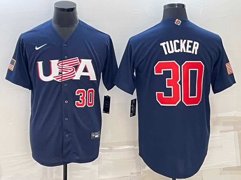 MLB USA #30 Tucker Blue Red Number World Cup Jersey