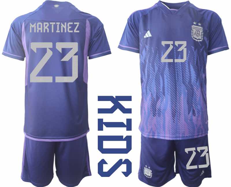Argentina Away #23 Kids Football Jersey Suit