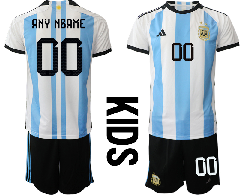 Argentina Home custom Kids Football Jersey Suit