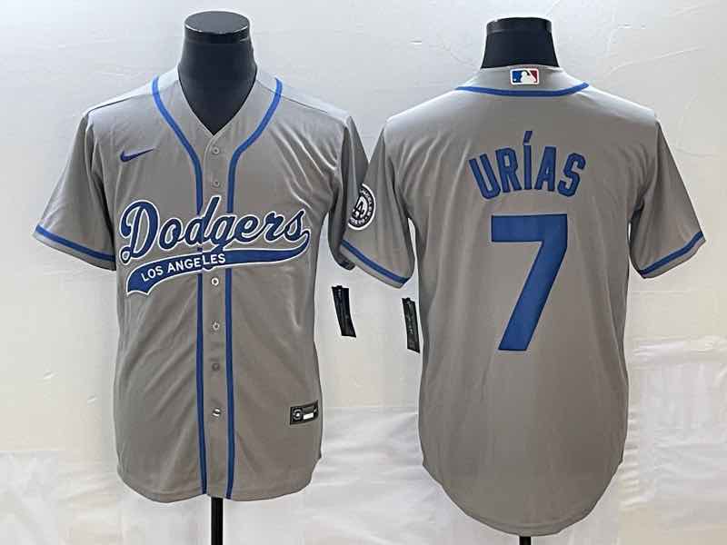 MLB Los Angeles Dodgers #7 Urias Grey Jointed-design Grey Jersey 