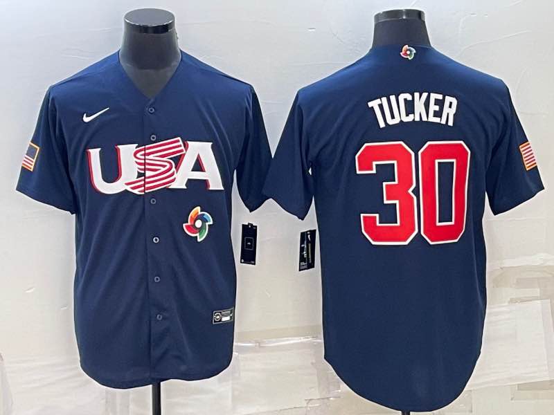 MLB USA #30 Tucker Blue Red World Cup Jersey