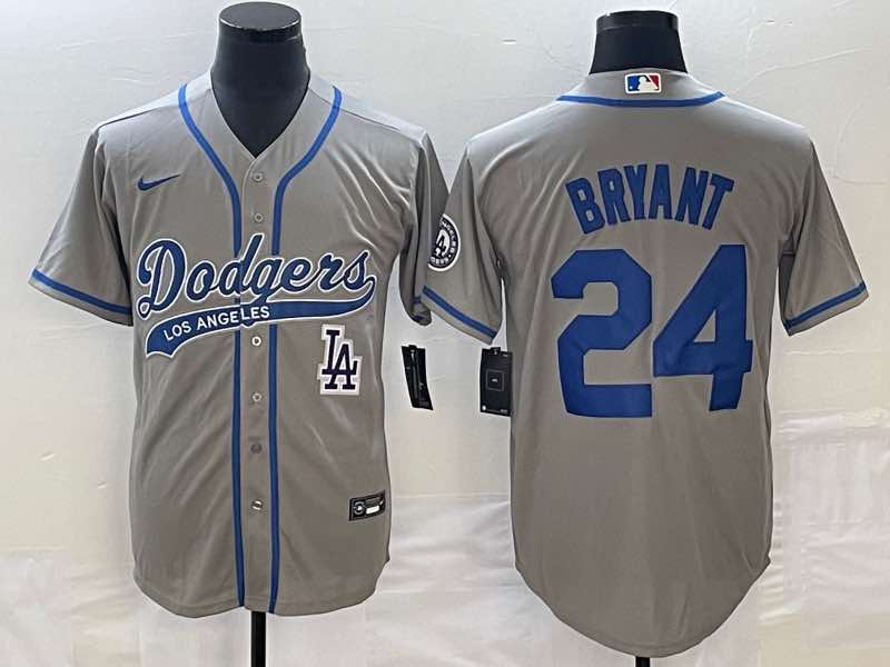 MLB Los Angeles Dodgers #24 Bryant Grey Jointed-design Grey Jersey 