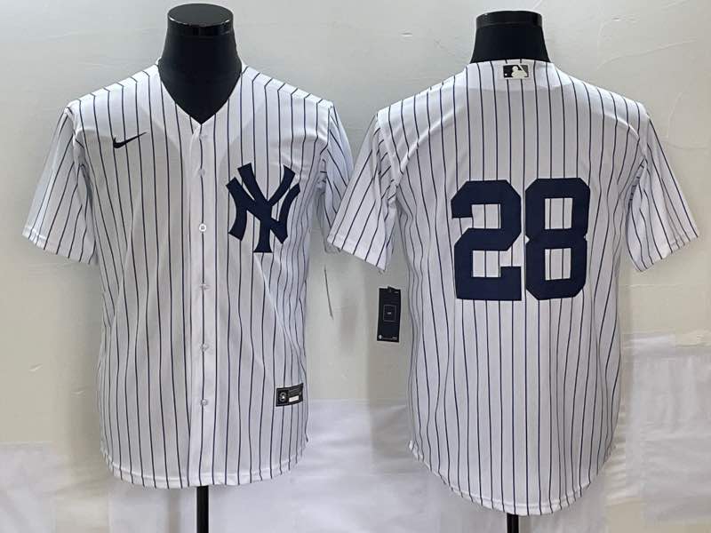 MLB New York Yankees #28 White Jersey