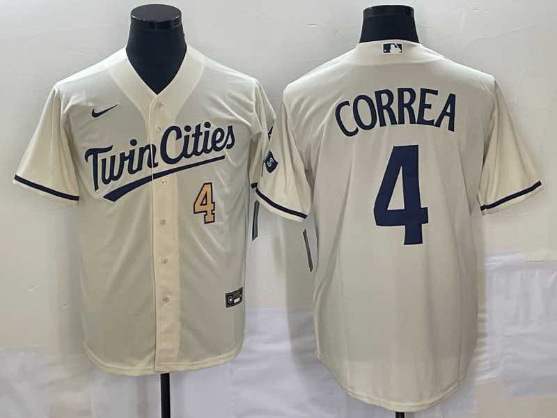 MLB Minnesota Twins #4 Correa Cream Jersey