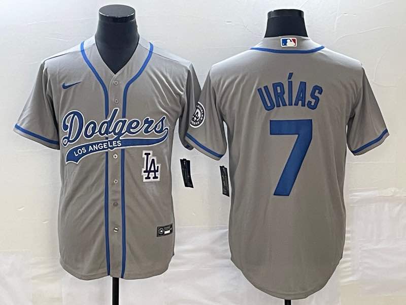 MLB Los Angeles Dodgers 7 Urias Grey Jointed-design Grey Jersey 