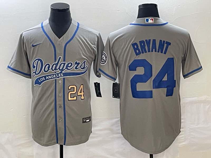 MLB Los Angeles Dodgers 24 Bryant Grey Jointed-design Grey Jersey 
