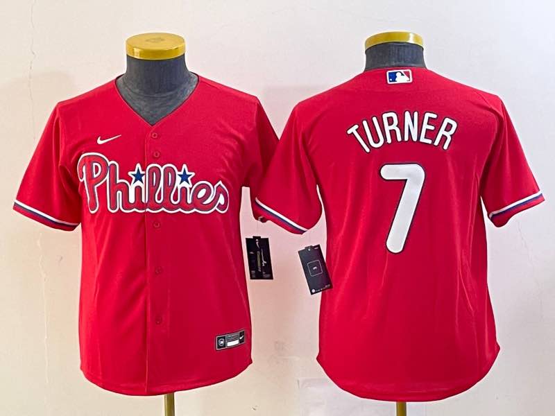 Kids Mlb Philadelphia Phillies #7 Turner Red Jersey