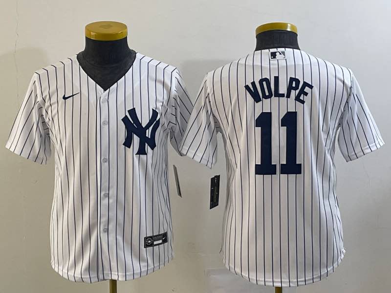Kids MLB New York Yankees #11 Volpe White Jersey