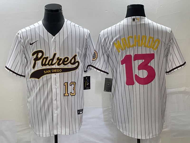 MLB San Diego Padres #13 Machado White Joint-design Jersey
