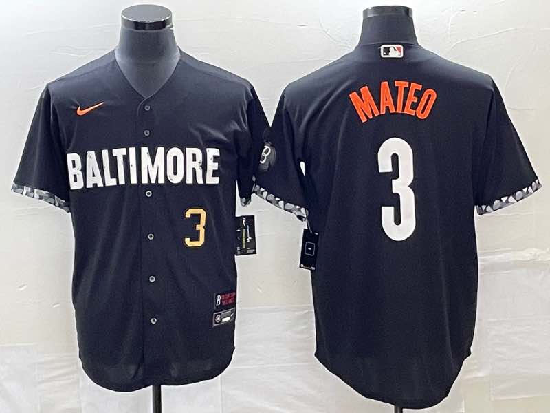 MLB Baltimore Orioles #3 Mateo Black Jersey