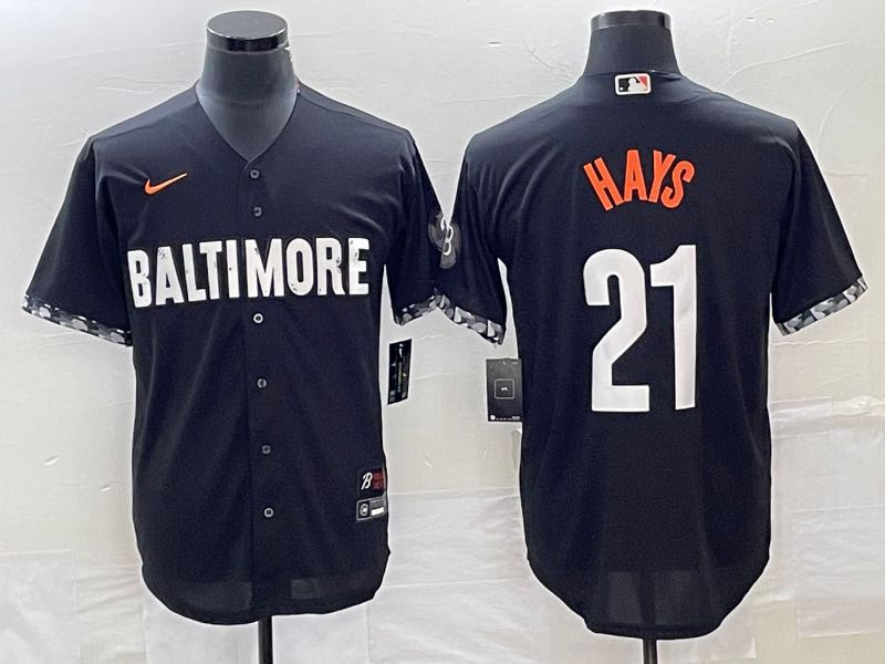 MLB Baltimore Orioles #21 Hays Black Jersey
