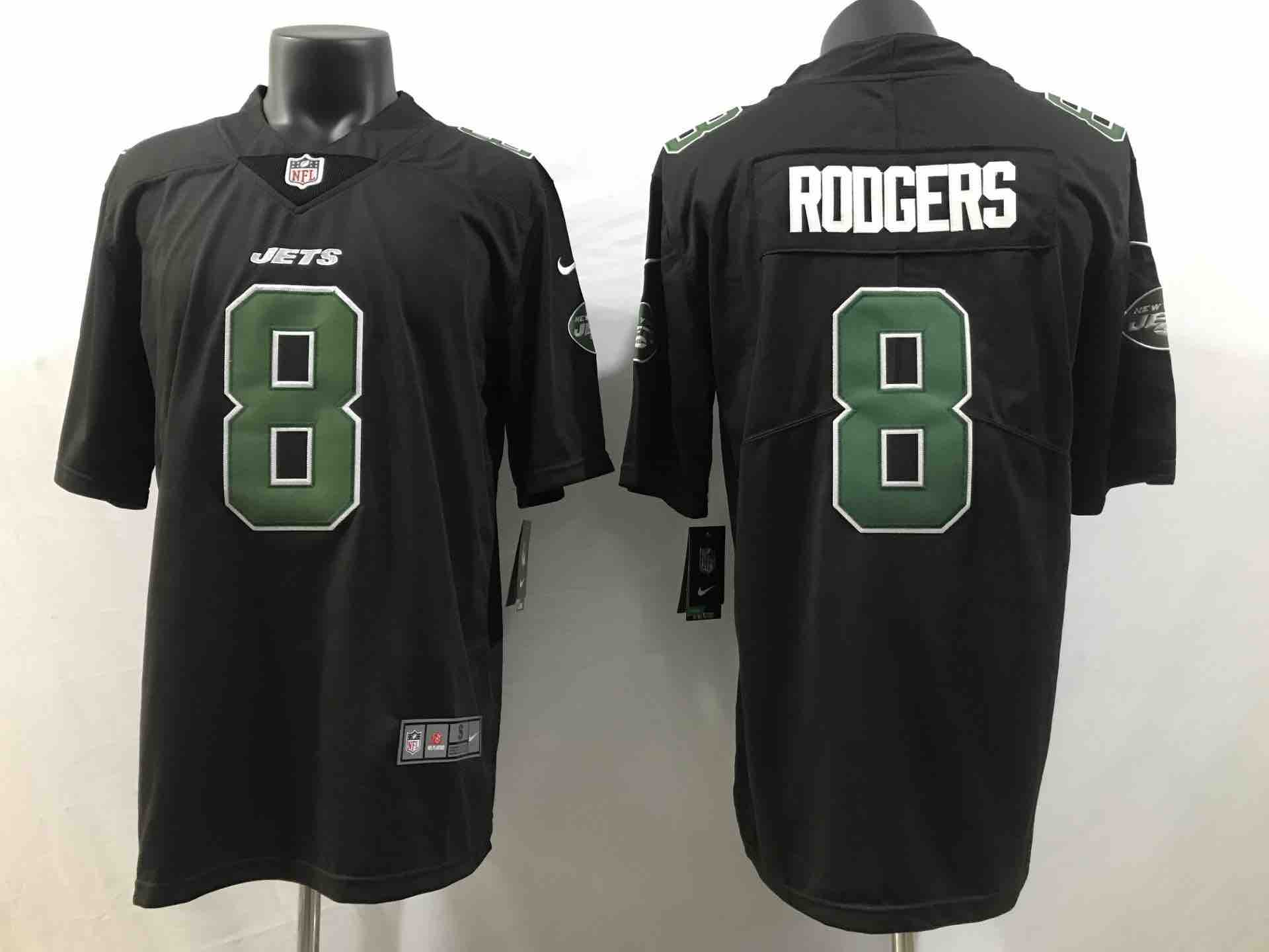 NFL New York Jets #8 Rodgers Black Vapor LImited Jersey