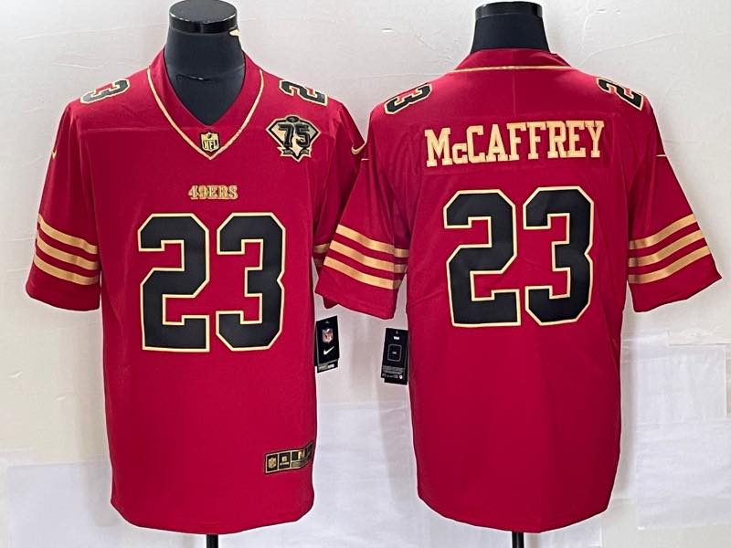 NFL San Francisco 49ers #23 McCaffrey Red Throwback New Jersey