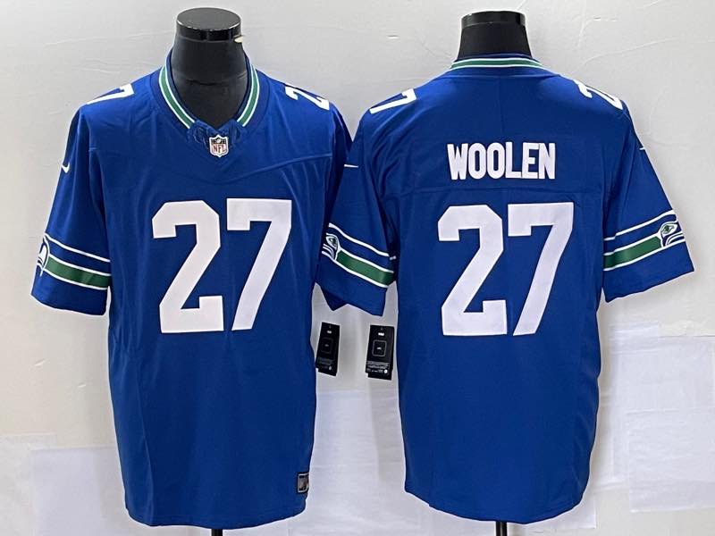 NFL Seattle Seahawks #27 Woolen Blue Throwback New jersey
