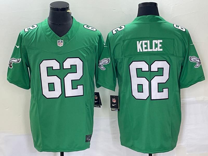 NFL Philadephia eagles #62 Kelce Green Throwback Jersey