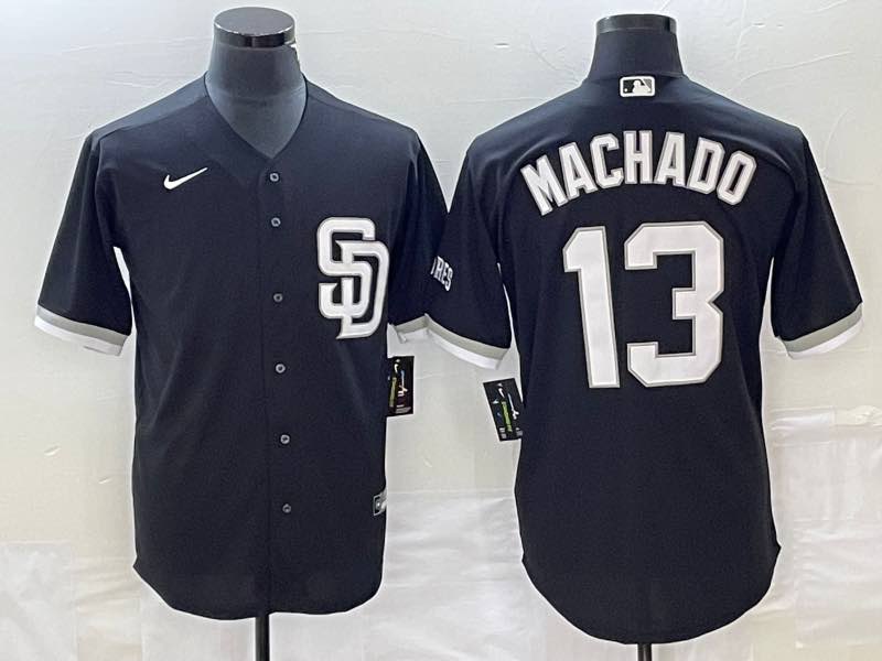 MLB San Diego Padres #13 Machado Black Joint-design Jersey