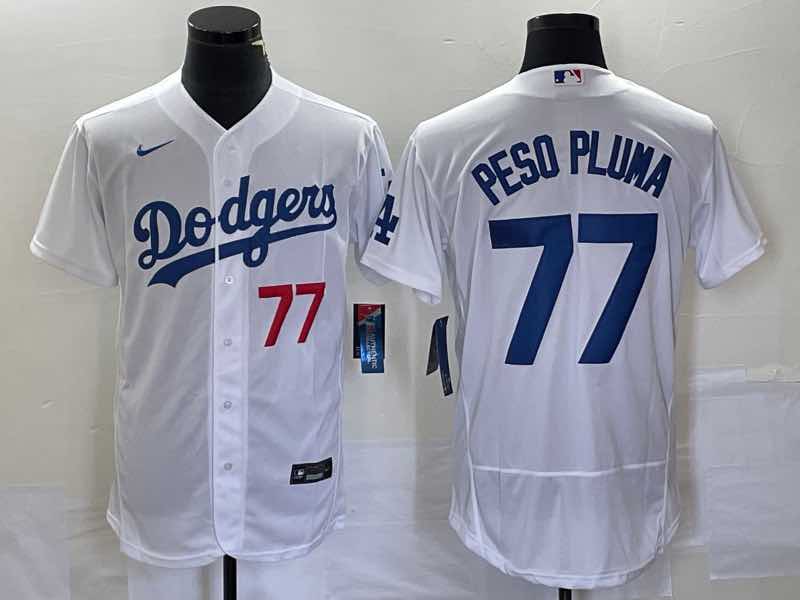 MLB Los Angeles Dodgers #77 Peso Pluma White elite Jersey