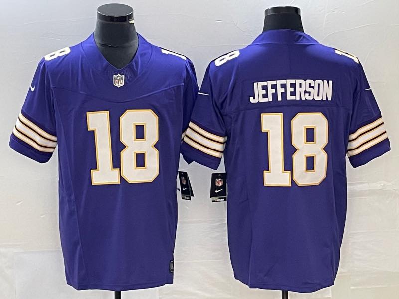 NFL Mineesota Vikings #18 Jefferson Purple Throwback New Jersey